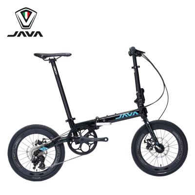 China New JAVA x2 Aluminum Alloy Folding Bicycle Disc Brake 16 Inch 9 Speed ​​Small Ultralight Small Girls Boys Bike Aluminum Alloy Frame for sale