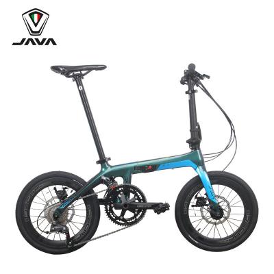 China JAVA Carbon Fiber Folding Bike 16 Inch X1 J.AIR Carbon Fiber Folding Bike 18 Speed ​​Disc Brake Women Men Leisure Bike Hydraulic Recycling for sale