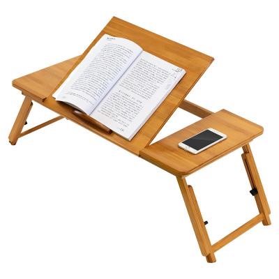 China Adjustable Multifunctional Solid Bamboo Folding (Height) Laptop Desk Table for Bed/Study Laptop Stand Bamboo Monitor Stand with Organizer for sale