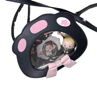 China Custom Shape High Quality Personalized Ita Bag Crossbody Bag With Clear PVC Window Paw Shape Pin Bag Purse Cute for sale