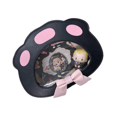 China PORTABLE Bag Factory Custom Lovely Cat Paw Shape Ita Bag With Print Details For Pins Show Ita Bag Purse With Pink Bow for sale