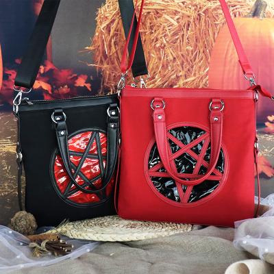 China 2022 Pu+Canvas BSCI Factory New Star Design Decoration Ladies Shoulder Bag PU Leather Woman Handbag for sale