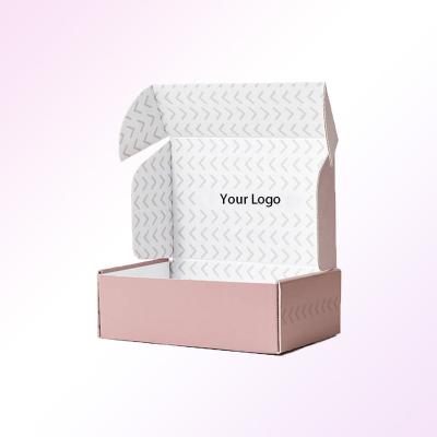 China Recycled Materials Custom Printing Logo Colored Pink Color Gift Box Branded Clothing Shoes Shipping Listing Box Corrugated Box For Dress for sale