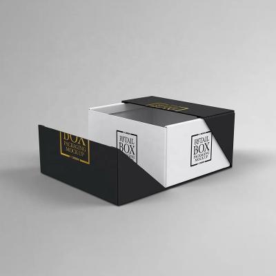 China Recyclable Custom Luxury Black Double Open Door Cardboard Paper Box Gift Box With Double Door Cosmetic Packaging Box For Perfume for sale