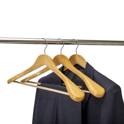 China Wholesale Clothing Hanger Wooden Eco-friendly Material Store Men and Women's Clothing Suit Clothes Hanging Bar Non-Slip Hanger for sale