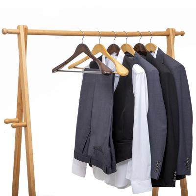 China Custom Wooden Clothes Hanger Suit Coat Hangers Luxury Wood Hotel Eco-friendly Material Custom Hangers for sale