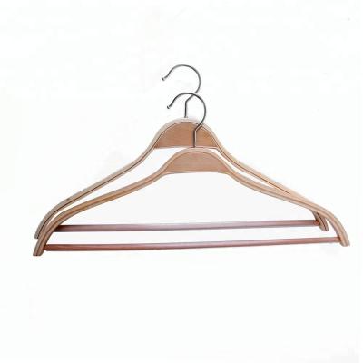 China LM5004 Luxury Fashion Wardrobe Wooden Laminated Shirt Hanger With Round Bar for sale