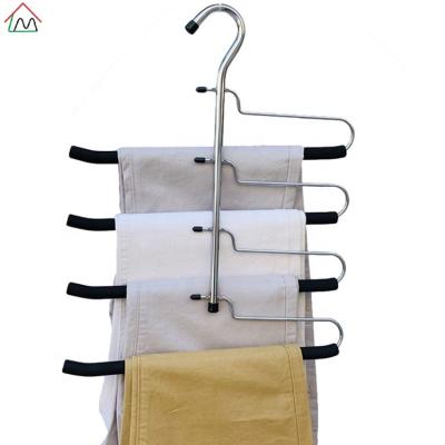 China LM2019 Space Saving Multifunctional Non-slip Artifact Multi-Layer Storage Pants Racks Metal Hanger for sale