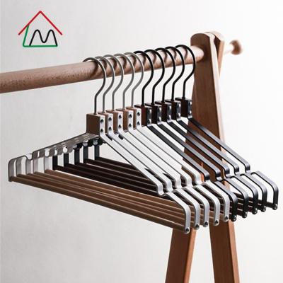 China Ecological and sustainable. Wholesale Clothes Fabric Organizer Metal Coat Hanger Holder Magic Hook Pants Wooden Hangers Bulk for sale