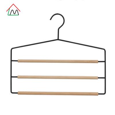 China Ecological and sustainable. LM8208 Space Saving Custom Metal Wooden Multi Tier Magic Panty Hangers Multifunctional for sale