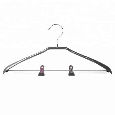 China LM1025 Eco-friendly Material Shoulders Off PVC Coated Metal Hanger With Clips for sale