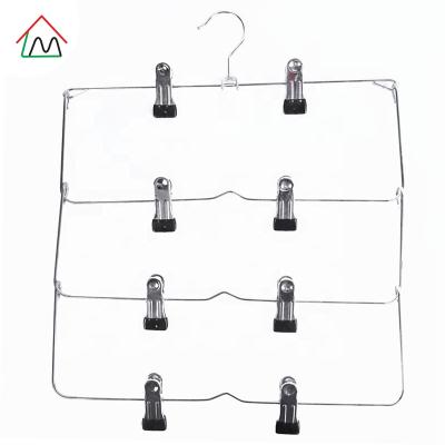 China LM1051 Modern Space Saving Magic Four Layers Folding Cloth Pants Hanger Metal for sale