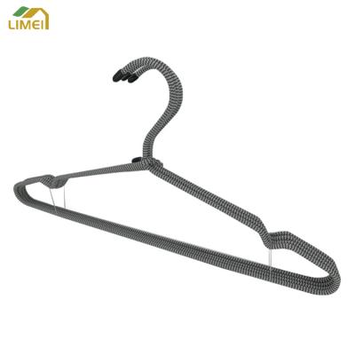 China Manufacturer High Quality Sample Modern Tie Wrapped Rope Wire Hangers Metal Hanger With Fabric for sale