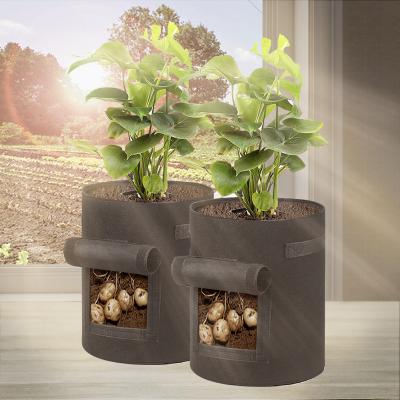 China Breathable Thicken Nonwoven Fabric Round Felt Plant Flower Pots Garden Nursery Potato Planter Bag for sale