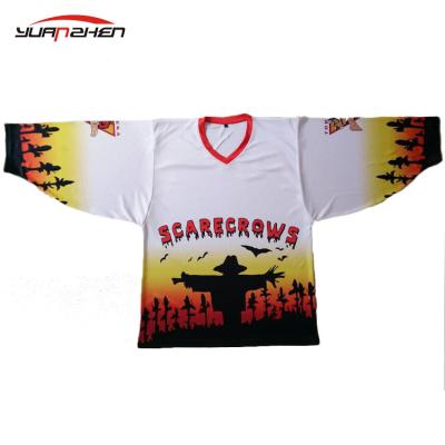 China Shirts & Tops 230gsm Polyester Ice Hockey Wear Youth Ice Hockey Jersey With Funny Logo for sale