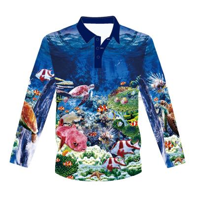 China As Your Artwork 100% Polyester Sublimated Digital Printing Men's Fishing Shirt With Long Sleeve for sale