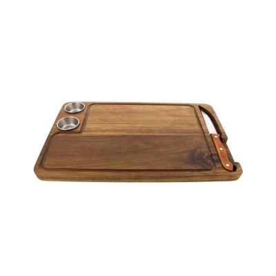 China Europe Acacia Steak Board with Knife Holder Plate for Serving, Wooden Cutting Board for Kitchen for sale