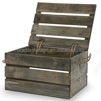 China Europe Antique Wooden Crate Storage Box with Swing Lid, Home Decorative Wooden Craft Box for sale