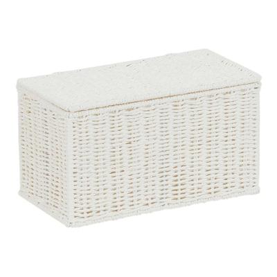 China White Paper Viable Rope Storage Basket Desk Organizer Bin Handmade Woven Lidded Basket for sale