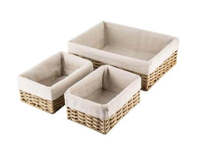 China Sustainable Handmade Wicker Storage Baskets Set Shelf Baskets Woven Decorative Home Storage Bins for sale