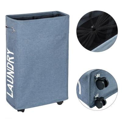 China Chrislley Sustainable Slim Rolling Laundry Hamper With Wheels , Laundry Hamper Narrow Dirty Clothes Baskets for sale