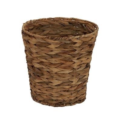 China Sustainable Woven Water Hyacinth Wicker Waste Basket For Bathrooms And Bedrooms for sale