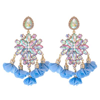 China FASHIONABLE Manufacturers Wholesale Colorful Bohemia Set Diamond Flower Personality Female Statement Earrings for sale