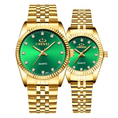 China Water Resistant Wholesale Classic Wristwatch Stainless Steel Couple Gold Wristwatches For Men And Women for sale