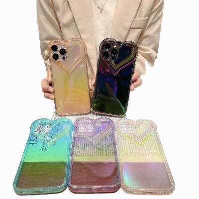 China Love 2022 anti-drop laser gradient mobile phone case luxury sublimation protection mobile phone case shockproof for sale