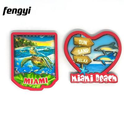 China Shape Miami Beach Florida Acrylic Fridge Souvenir Custom Printed Decorative Magnet for sale