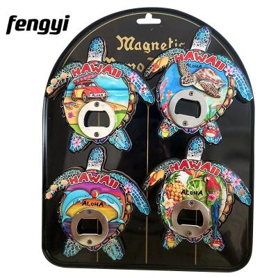 China Shape Customized 3D Hawaii Turtle Shape MDF Bottle Opener Refrigerator Fridge Magnet for sale