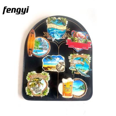 China Shape Summer Beach Vibraphone Surfing Magnetic Flamingo Resin Fridge Tourist Magnets for sale