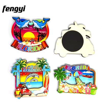 China Shape Customized Colorful Florida Beach Souvenir Fridge Magnet MDF Fridge Magnet for sale