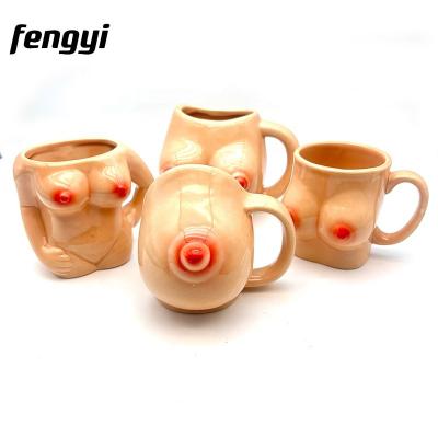 China Disposable Sexy Breast Cup Female Body Nerd Novelty Coffee Milk Drinks Ceramic Mug for sale