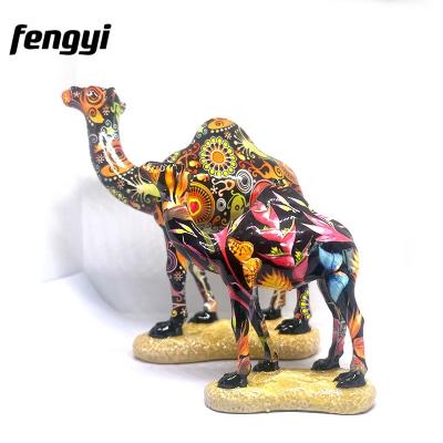 China Custom Hand Painted Colorful Camel Mascot Statue Middle East Camel Polyresin Resin Animal Figure for sale