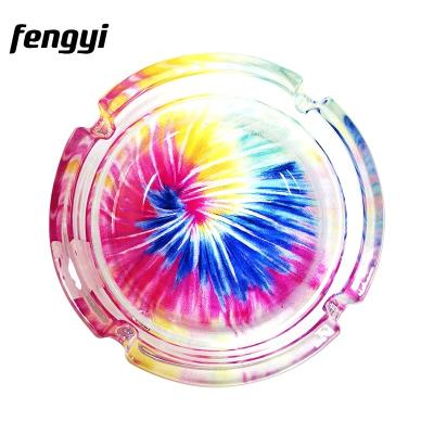 China Modern Custom Colorful Round Cigarettes Ash Tray For Indoor Outdoor Use Glass Ashtray for sale