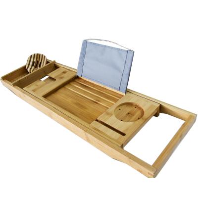 China Sustainable Hot Selling Luxury Bath Organizer Extendable Bamboo Bathtub Cart for sale