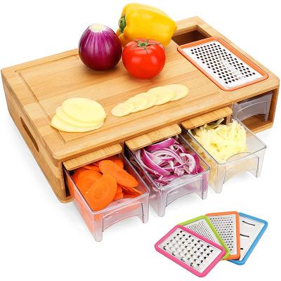 China Hot Selling Amazon Kitchen Chopper Drawer Model Viable Cutting Block Bamboo Cutting Board for sale