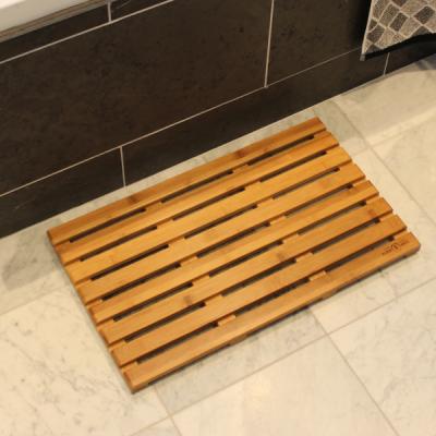 China Bath Shower Mat Sustainable Wooden Bamboo Water Resistant Liner Bath Mat for sale