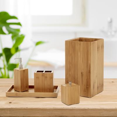 China Sustainable Hotel Personal Care Environmental Bamboo Bathroom Accessories Set for sale