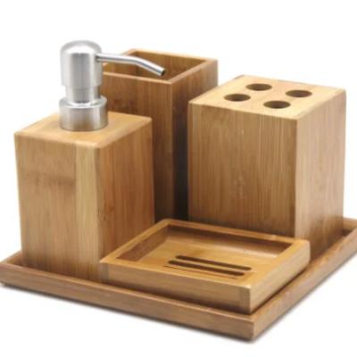 China Sustainable Environmental Conscious Living Zero Waste Organic Bamboo Bathroom Accessory Set for sale