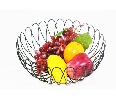 China Sustainable Household Wholesale Decorative Metal Wire Fruit Vegetable Black Basket for sale