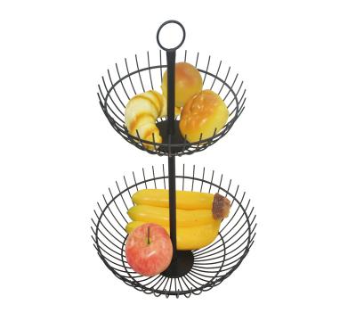 China Wholesale KD Wire 2 Tiers Metal Viable Factory Fruit Vegetable Bread Basket Display Rack for sale