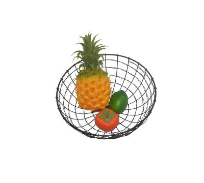 China Sustainable Household Decorative Black Powder Coated Metal Wire Iron Mesh Storage Basket For Fruit Loaf for sale