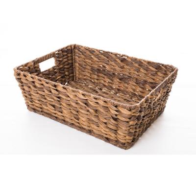 China Sustainable Multifunctional Rectangle PE Rattan Storage Basket With Cutout Handle for sale