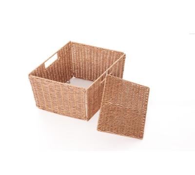 China Eco - Friendly Handwoven Folding Plastic Sundries Rattan Storage Basket Sustainable Home for sale