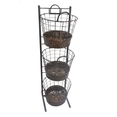 China Sustainable Supermarket 3 Tier Storage Shelf For Display With Detachable Metal Iron Frame for sale