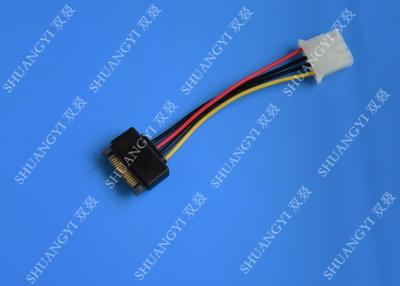 China 5.08mm umsponnener Molex 4 Stromkabel 15 Pin SATA Pin-Mann zum Mann für Festplatte zu verkaufen