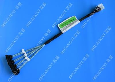 China 12gbps azul de SFF 8643 a 4 diseño flexible del Fanout de cable del disco duro de SATA SAS en venta