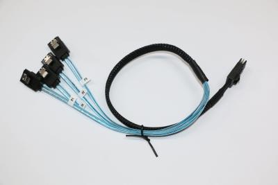 中国 1 Meter Length Mini SAS SFF-8087 36 Pin to 4 x 7 Pin SATA Cable with Side Band Signal 販売のため